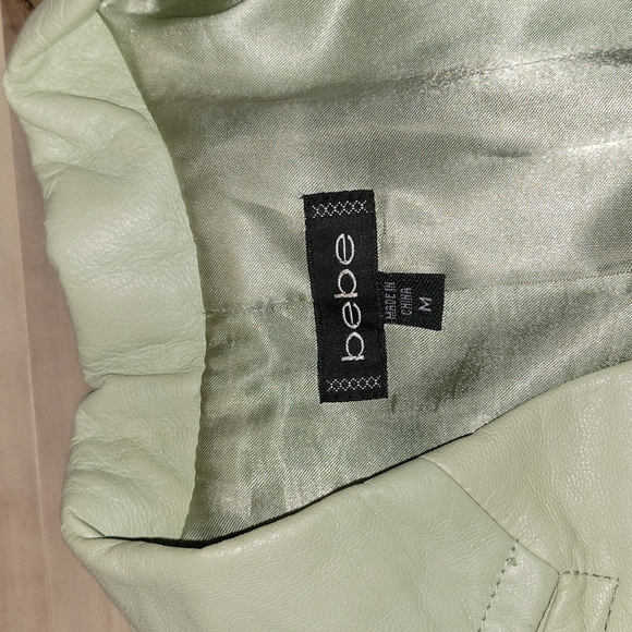 bebe Real Mint Green Leather Jacket - Picture 2 of 16